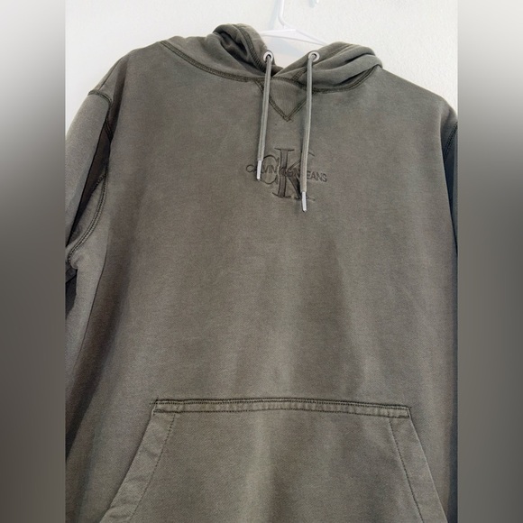 Calvin Klein Jeans Washed Monologo Hoodie Green - Picture 3 of 16